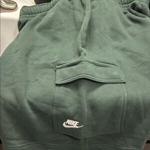 Nike Men's Forest Green Cargo Joggers with White Logo